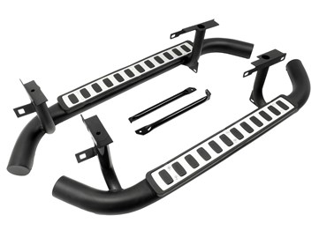 Terrafirma Fire and Ice style Side Steps In Silver For Defender 90 2003 Onwards LR008379