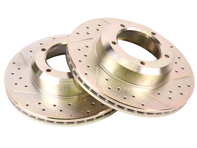 Drilled And Grooved Vented Front Brake Discs For Defender - Image 2