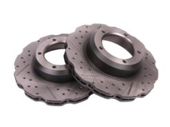 Terrafirma Front Drilled And Grooved Vented Wavy Discs For Defender