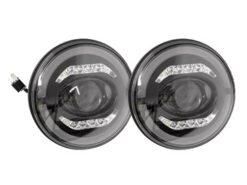 Terrafirma Halo & Bar 7" LED Smoked Headlights For Defender RHD TF7112
